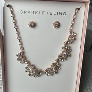 Deluxe rose gold earrings and necklace